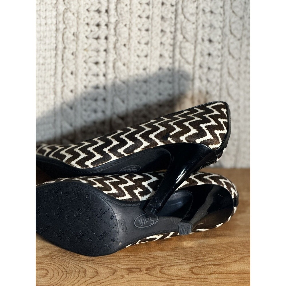 Sofft 'Moselle' Women's Heels Chevron Calf Hair Brown Beige Women's Size 9 - Picture 6 of 7